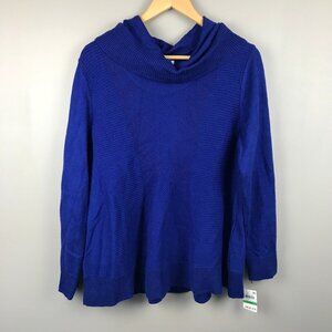 Style and Co Sweater Size Large Sapphire Blue Pullover Turtle Cowl Neck New